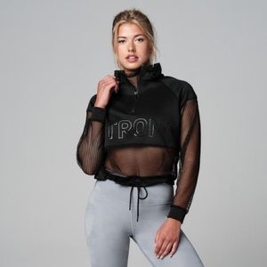 STRONG by Zumba Statement High-Collar Crop Pullover in Black - Medium
